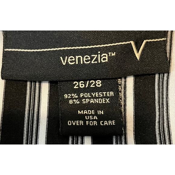 VENEZIA V-NECKLINE BLOUSE, WOMENS, 26/28, BLACK & WHITE V-STRIPED, PLUNGING - Picture 8 of 9